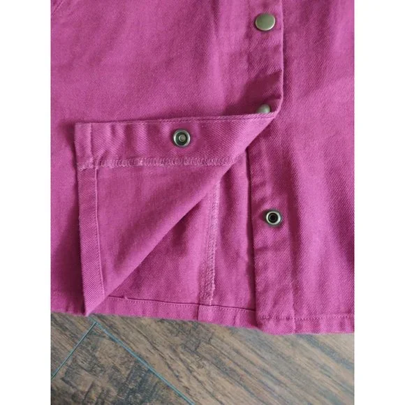 Harper Heritage MAROON Full Snap Pocket Mini Skirt Sz S - Picture 4 of 8